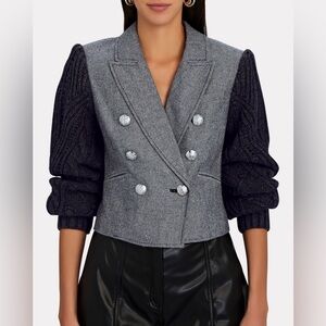 NWT $698 Veronica Beard Eamon Mixed-Media Jacket